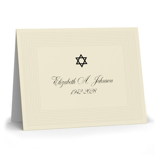 Montreaux Folded Sympathy Cards with Jewish Star Design - Raised Ink